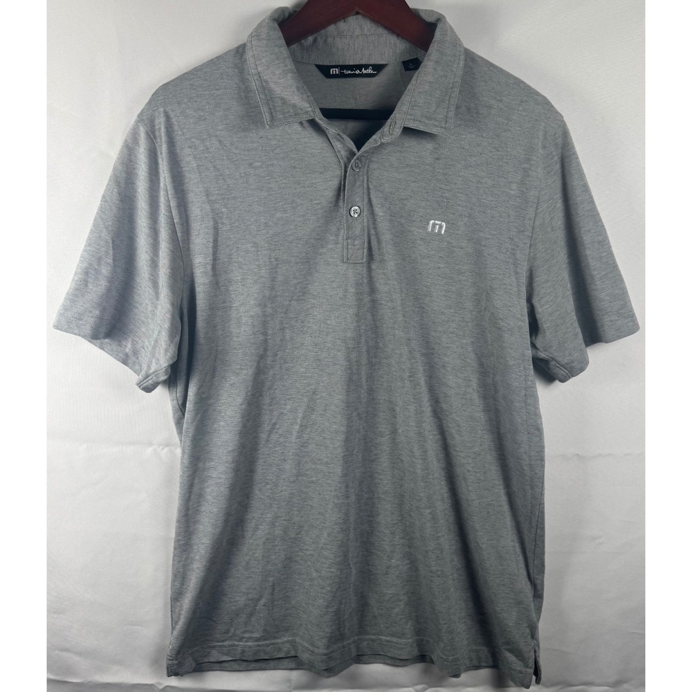 TravisMathew Zinna Polo Shirt Mens Large Grey Pima Cotton Blend Golf 1MM211